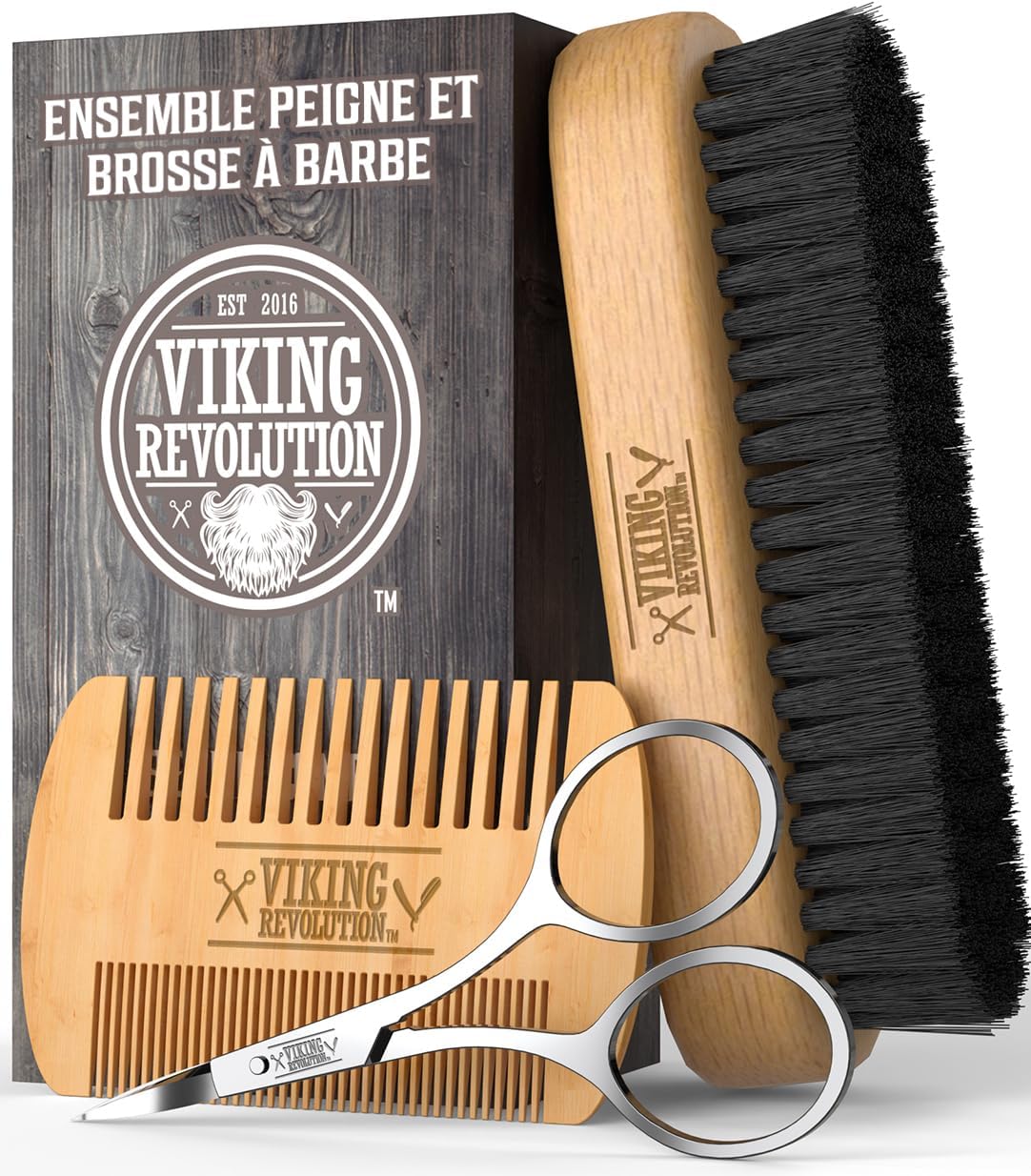 Viking Revolution brosse à barbe et peigne en bois