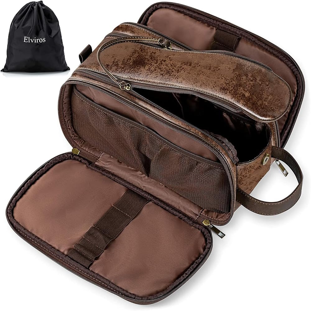 Elviros Grande Trousse de Toilette en Cuir