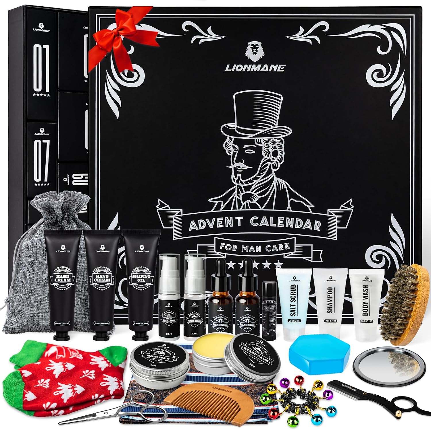 Calendrier de l'Avent homme kit barbe 24 pièces
